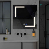 LED Spiegel Quadratisch | Touch-Schalter | Anti-Beschlag-Funktion | Neutralweißes Licht - Reyze Seria Salono Model 3
